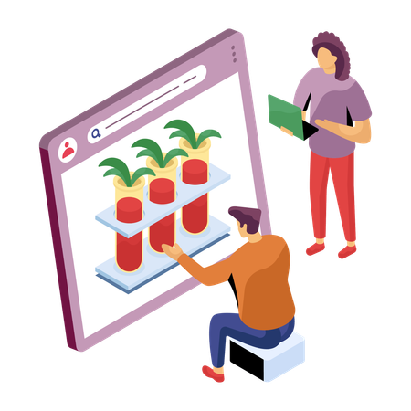 Scientist performs plant research  Illustration