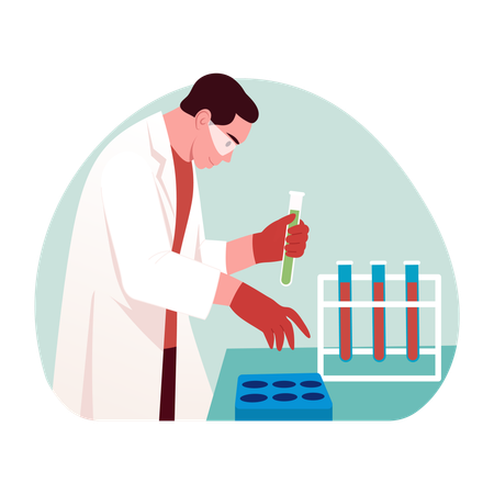 Scientist performs test on chemicals  Illustration