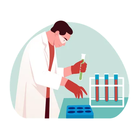 Scientist performs test on chemicals  Illustration