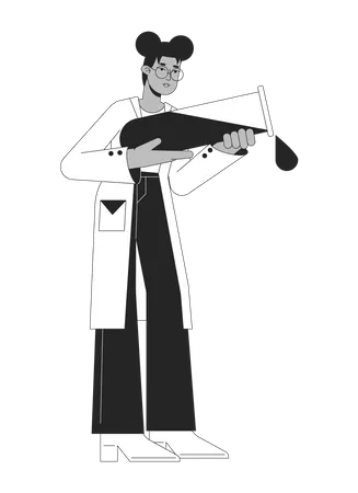 Scientist pouring liquid from tube  Illustration