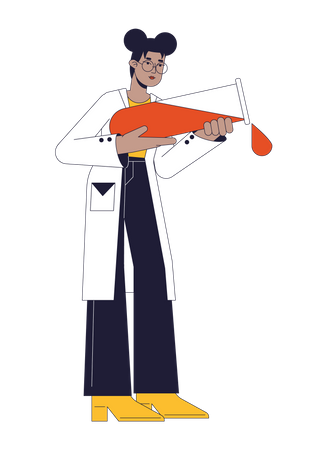 Scientist pouring liquid from tube  Illustration