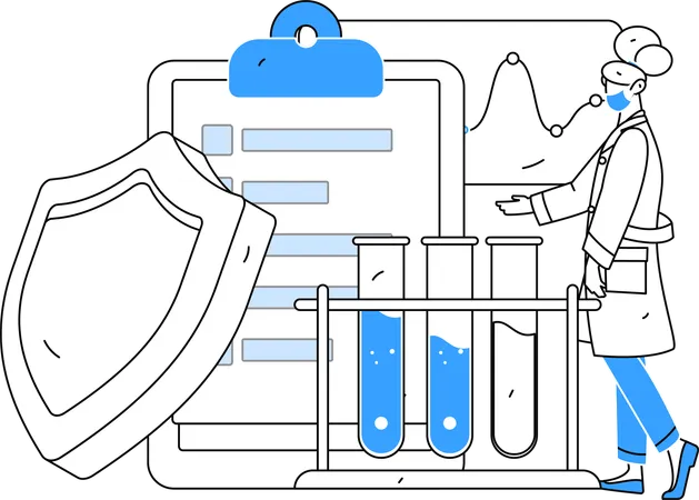 Scientist prepares analysis report of chemicals tested  Illustration