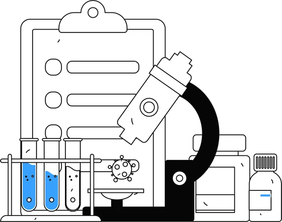 Scientist prepares patient report based on his blood sample  Illustration