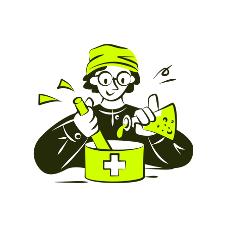 薬剤を準備する科学者  イラスト