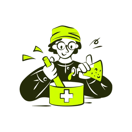 薬剤を準備する科学者  イラスト