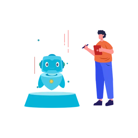 ARTIFICIAL INTELLIGANCE Without Face Character Illustration You Can Use It For Websites And For Different Mobile Application Illustration
