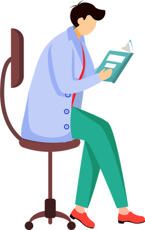 Scientist reading book, journal  Illustration