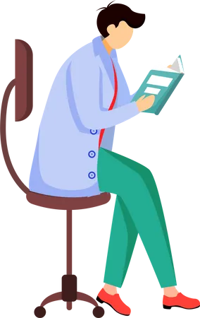 Scientist reading book, journal  Illustration