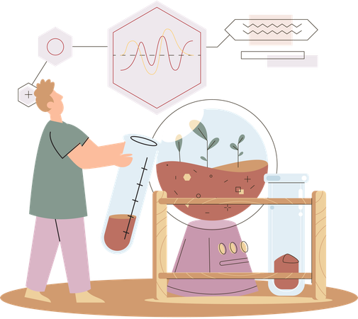 Scientist research on plant  Illustration