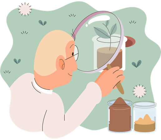 Scientist research on plant  Illustration