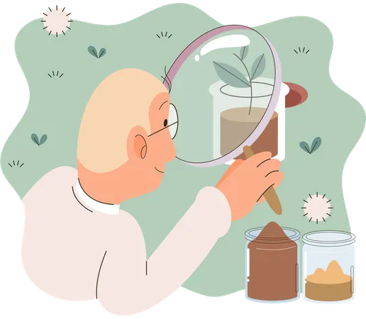 Scientist research on plant  Illustration