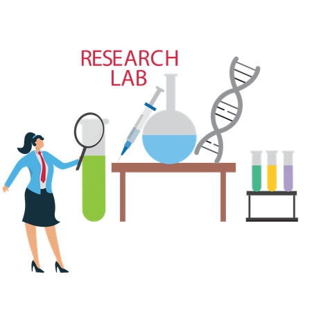 Scientist Researches On Biotechnology  Illustration