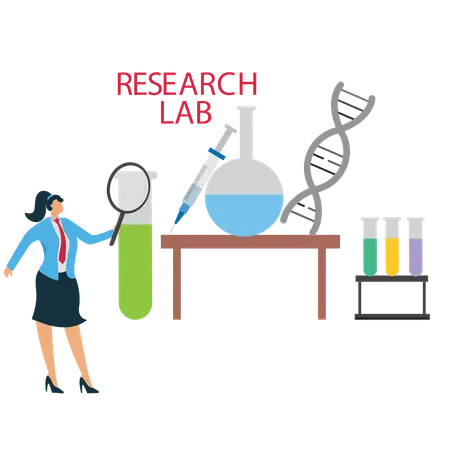 Scientist Researches On Biotechnology  Illustration