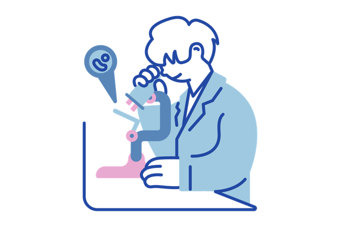 Scientist researches on micro-organisms  Illustration