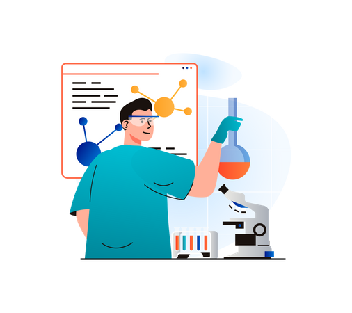 Scientist researching chemicals  Illustration