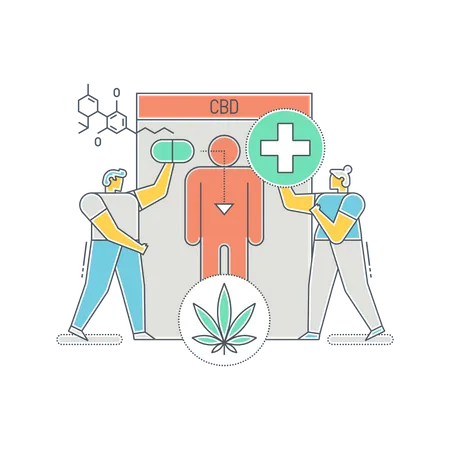 Scientist searching various use of CBD Illustration