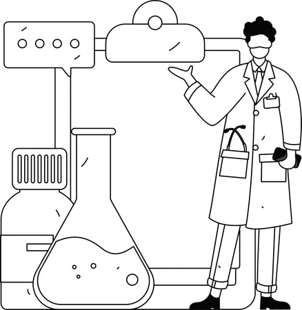 Scientist showing chemical experiment report  Illustration