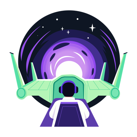 Scientist showing wormhole travel  Illustration