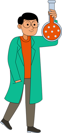 Scientist standing with lab chemical  Illustration