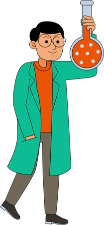 Scientist standing with lab chemical  Illustration