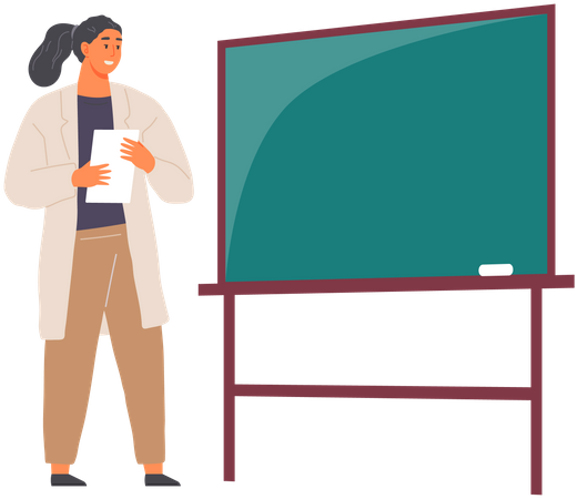 Scientist Stands Near Blackboard  Illustration