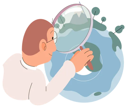 Scientist Studying behavior of living organisms under conditions of climate change  Illustration