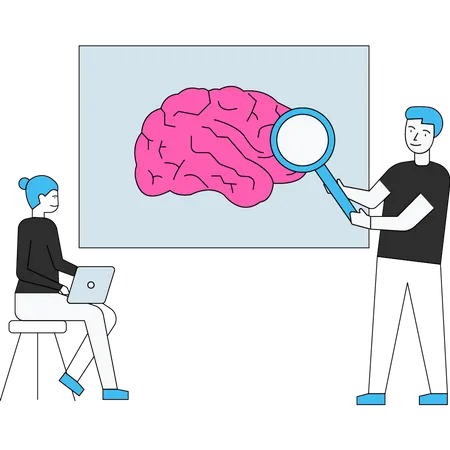 Scientist studying brain  Illustration