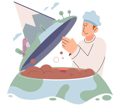 Scientist studying composition of soil  Illustration