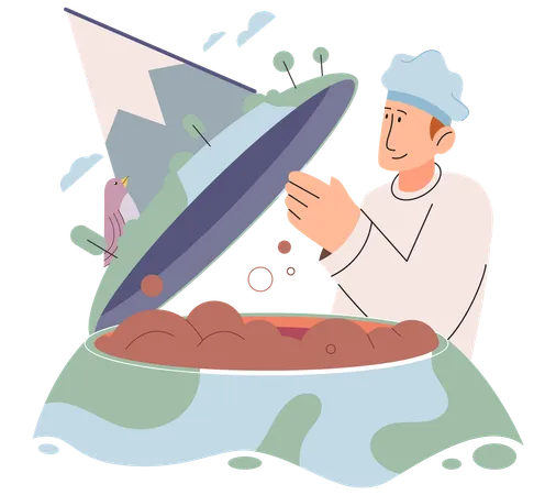 Scientist studying composition of soil  Illustration