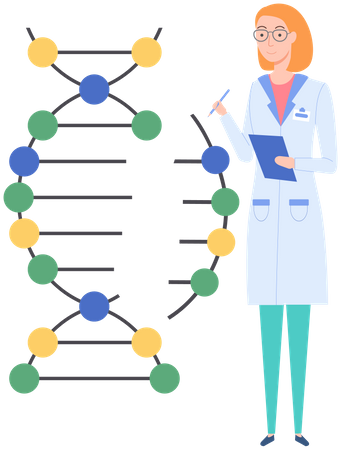 Scientist Studying Dna Molecule  Illustration