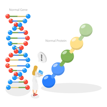 Scientist studying DNA molecules  Illustration