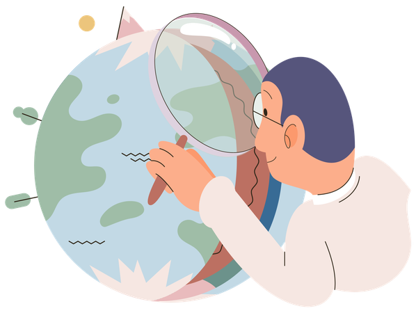 Scientist studying Earth layers  Illustration