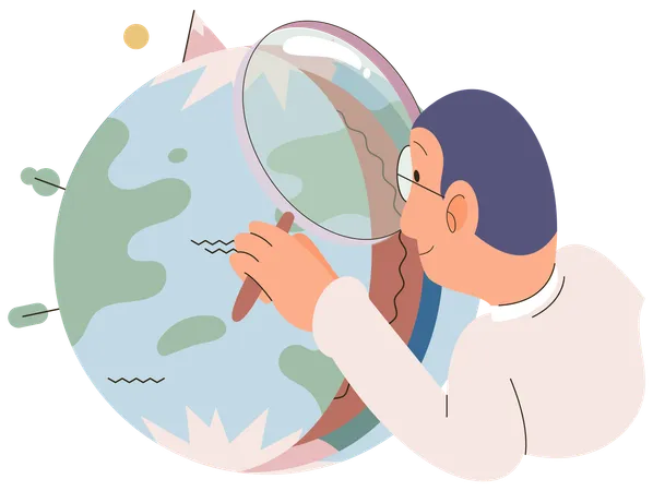 Scientist studying Earth layers  Illustration