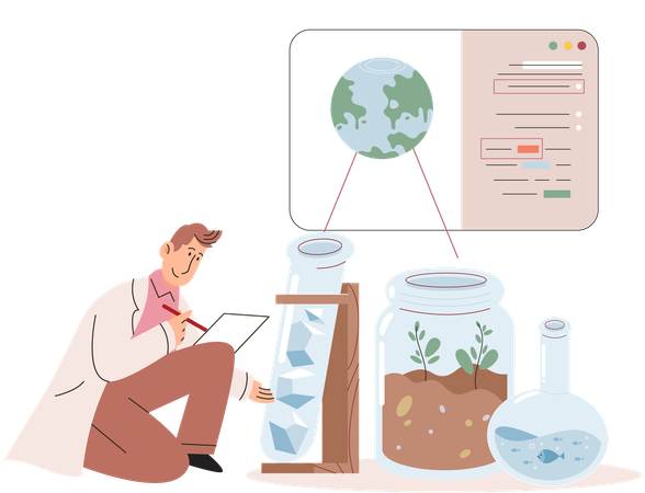 Scientist studying microbiology  Illustration