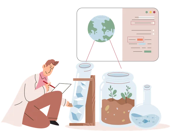 Scientist studying microbiology  Illustration