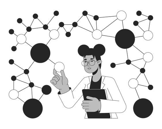 Scientist studying molecules  Illustration