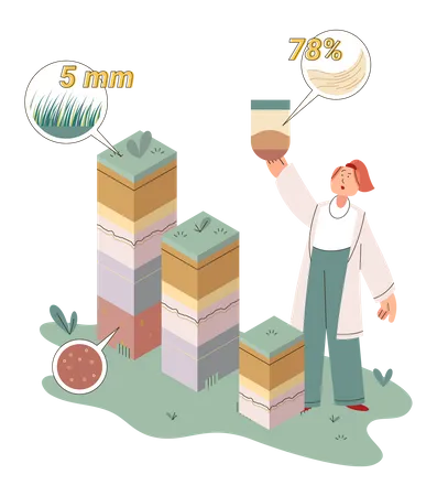 Scientist studying soil structure  Illustration