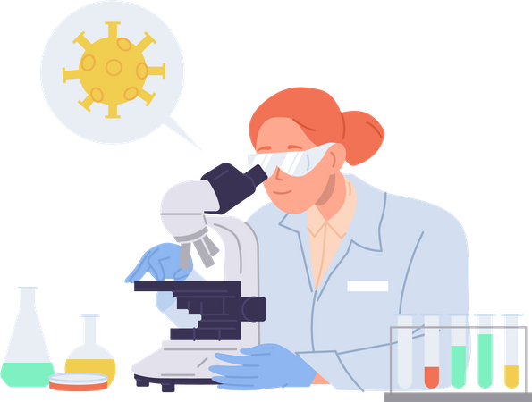 Scientist studying virus working on vaccine  일러스트레이션