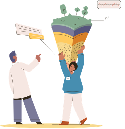 Scientist team measuring earth levels  Illustration