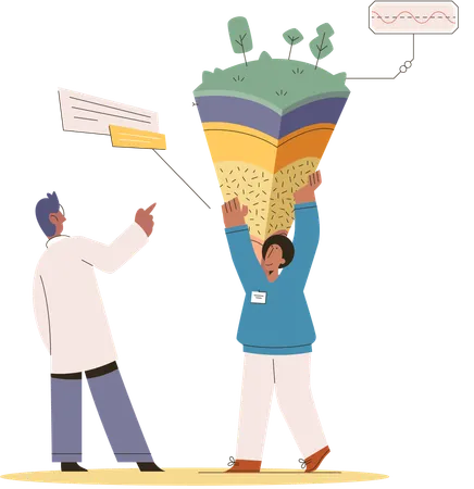 Scientist team measuring earth levels  Illustration