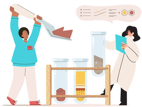 Scientist team measuring soil  Illustration