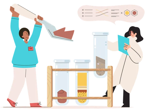 Scientist team measuring soil  Illustration