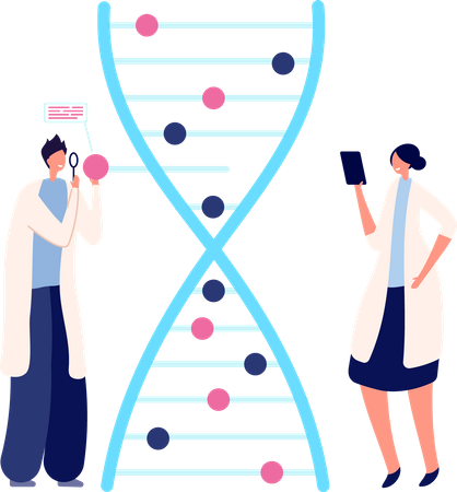 Scientist team research on dna  Illustration