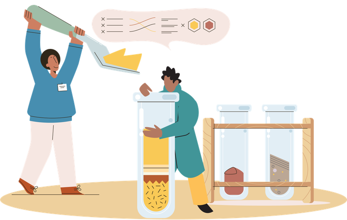 Scientist team research on soil  Illustration