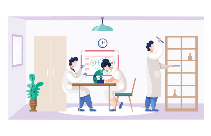 Scientist team working in lab  Illustration