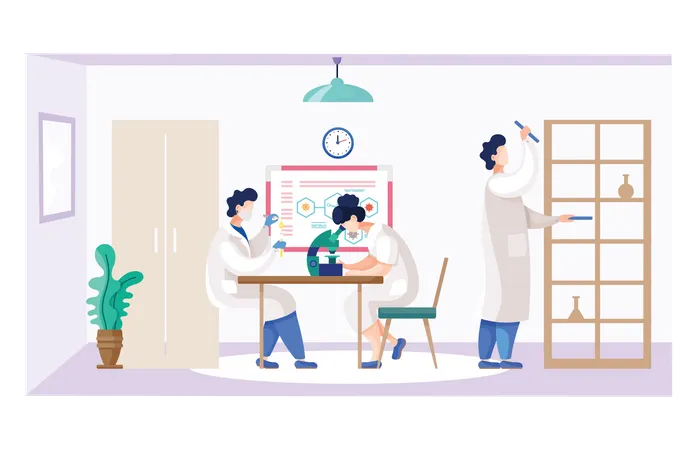 Scientist team working in lab  Illustration