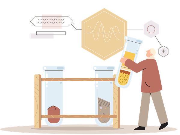 Scientist testing ground soil  Illustration