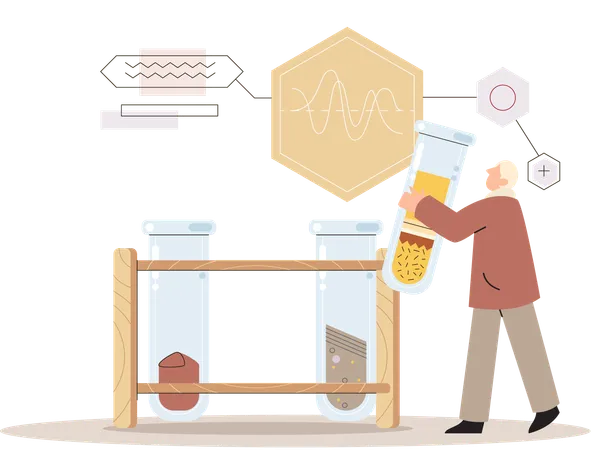 Scientist testing ground soil  Illustration