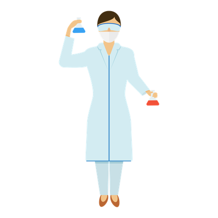 Scientist testing nuclear substance in laboratory  Illustration