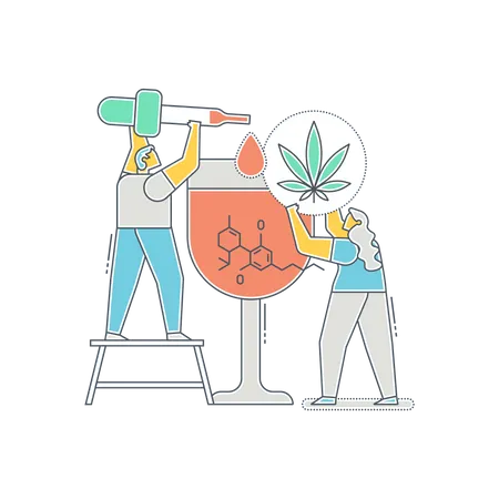 Scientist testing on CBD Oil  Illustration